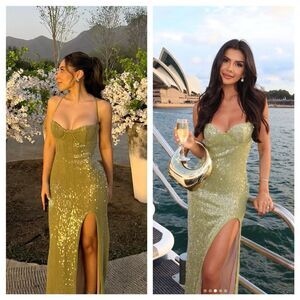 Camila Coelho Green Sequin Maxi Dress